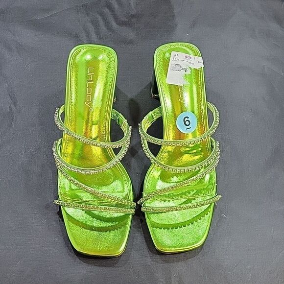 BRAND NEW UNILODY MULTI-STRAP SLIP-ON SQUARE TOE BLOCK  HEEL SANDAL - Picture 4 of 16